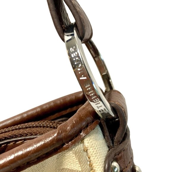 ETIENNE AIGNER Shoulder Bag Purse Signature Canvas Tan Leather Branded - Picture 6 of 16